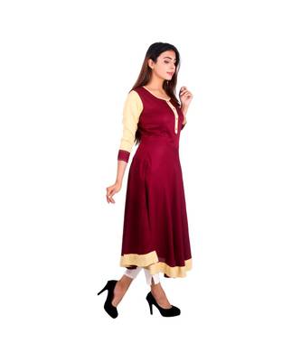 maroon printed rayon kurti 2