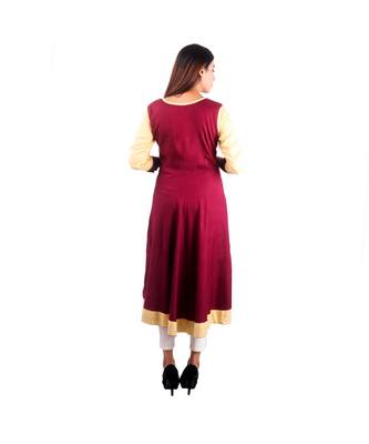 maroon printed rayon kurti 4