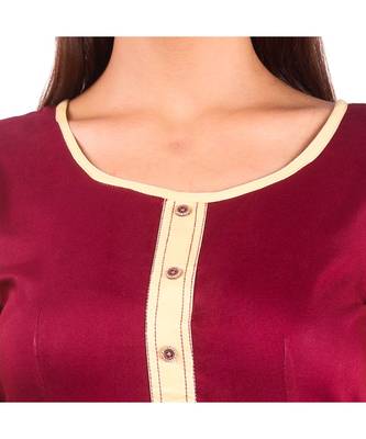 maroon printed rayon kurti 5