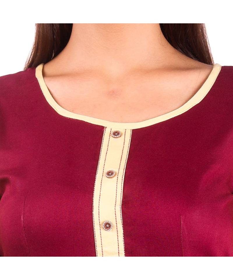 maroon printed rayon kurti