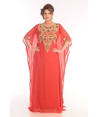 Royal Moroccan Beautiful Zari Work Jilbab Jalabiya Kaftan Dress 1