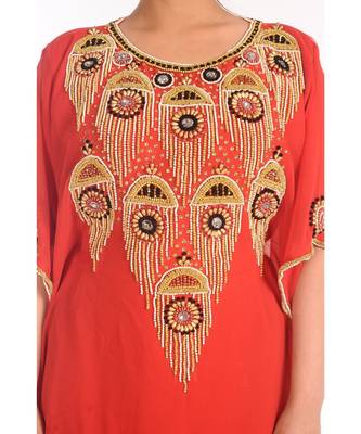 Royal Moroccan Beautiful Zari Work Jilbab Jalabiya Kaftan Dress 2