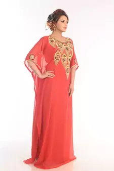 Royal Moroccan Beautiful Zari Work Jilbab Jalabiya Kaftan Dress