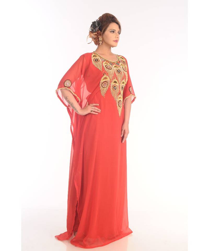 Royal Moroccan Dubai Beautiful Zari Work Jilbab Jalabiya Kaftan Dress