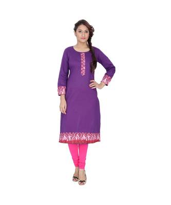 purple printed cotton kurti 1