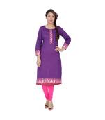 purple printed cotton kurti
