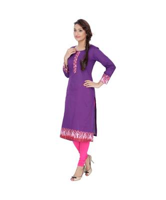 purple printed cotton kurti 2