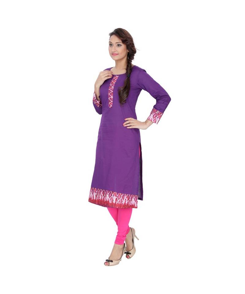 purple printed cotton kurti