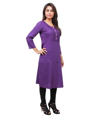 purple printed rayon kurti 1