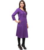purple printed rayon kurti