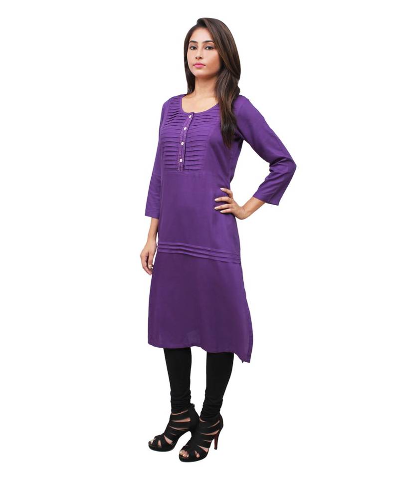 purple printed rayon kurti