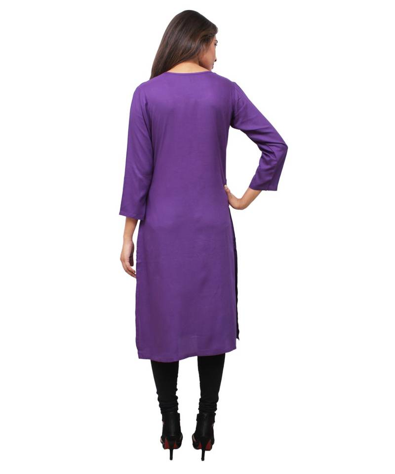 purple printed rayon kurti