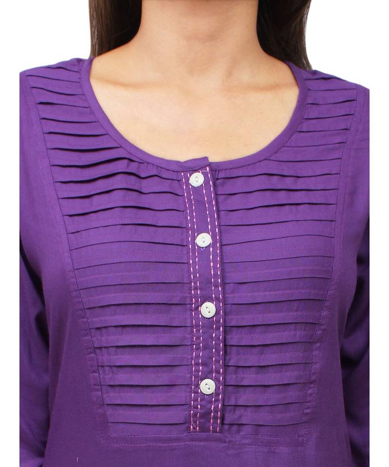 purple printed rayon kurti