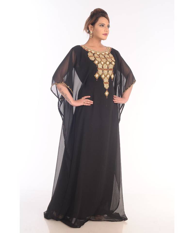 Royal Moroccan Dubai Beautiful Zari Work Jilbab Jalabiya Kaftan Dress