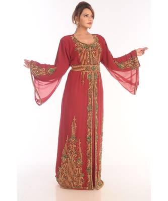 Gandura Moroccan Arabic Traditional Party Thobe Kaftan 3