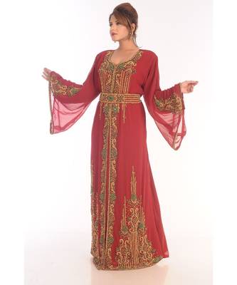 Gandura Moroccan Arabic Traditional Party Thobe Kaftan 4