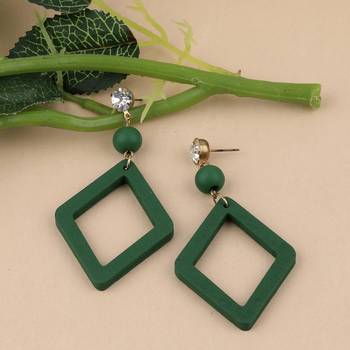 Handmade Stylish Diamond Wooden Light Weight Earrings For Girls And Women. 2