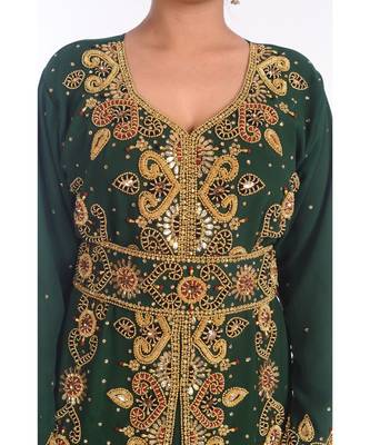Eleagnt Modern Arabic Kaftan Dress For Women Wedding Gown 2