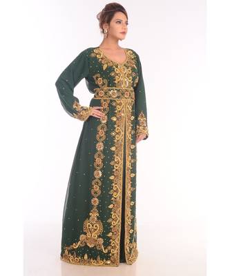 Eleagnt Modern Arabic Kaftan Dress For Women Wedding Gown 3