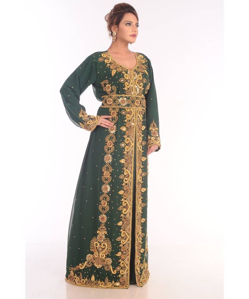 Eleagnt Modern Arabic Kaftan Dress For Women Wedding Gown