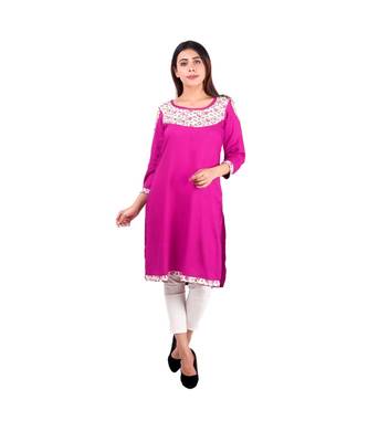 purple printed rayon kurti 1