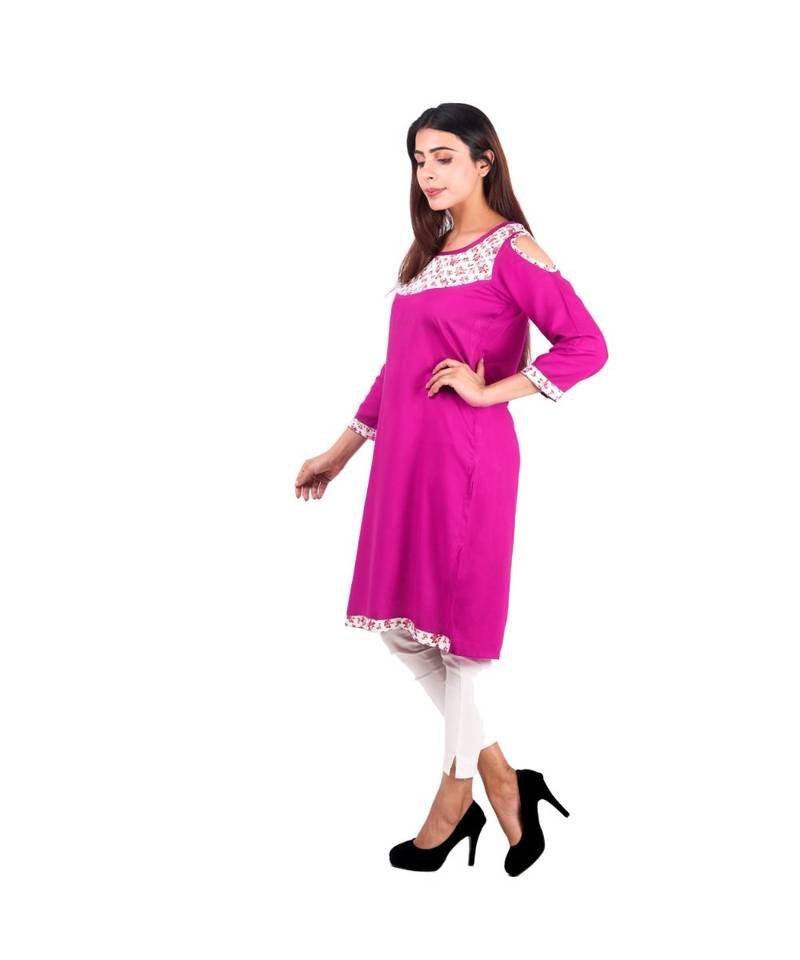 purple printed rayon kurti