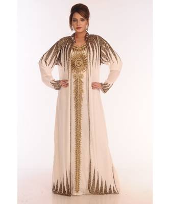 Royal Moroccan Dubai Beautiful Zari Work Jilbab Jalabiya Kaftan Dress 1