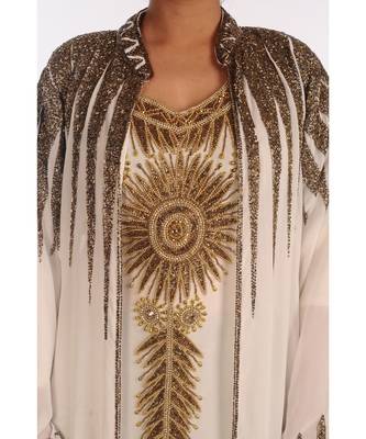 Royal Moroccan Dubai Beautiful Zari Work Jilbab Jalabiya Kaftan Dress 2