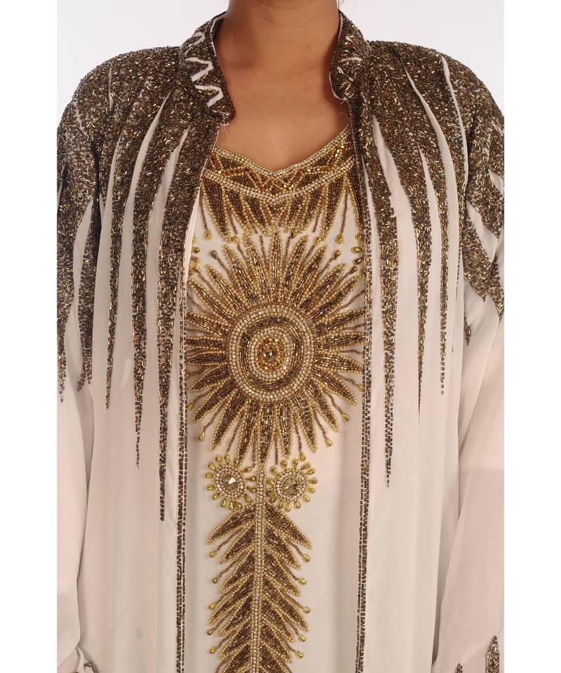 Royal Moroccan Dubai Beautiful Zari Work Jilbab Jalabiya Kaftan Dress