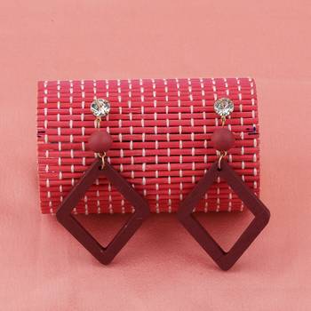 Antique Natural Diamond Wooden Dangler Earrings For Girls And Women. 3
