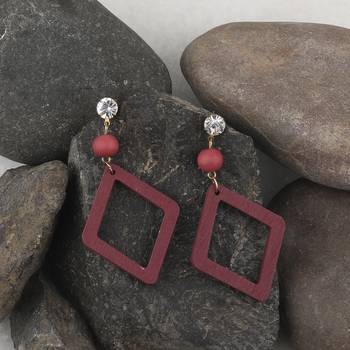 Antique Natural Diamond Wooden Dangler Earrings For Girls And Women. 4