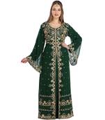 Green Georgette Embroidered Zari Work Islamic Kaftan