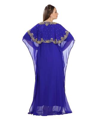 Blue Georgette Embroidered Zari Work Islamic Kaftan 4