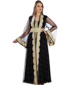 Black Georgette Embroidered Zari Work Islamic Kaftan