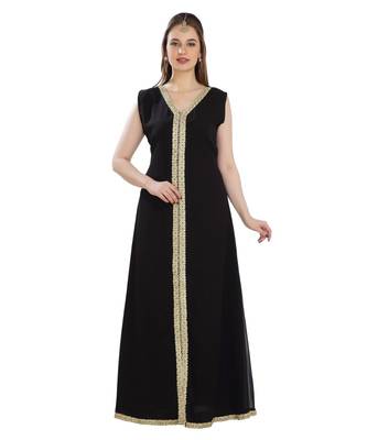 Black Georgette Embroidered Zari Work Islamic Kaftan 2
