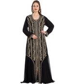 Black Georgette Embroidered Zari Work Islamic Kaftan