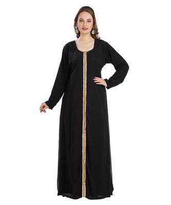 Black Georgette Embroidered Zari Work Islamic Kaftan 2