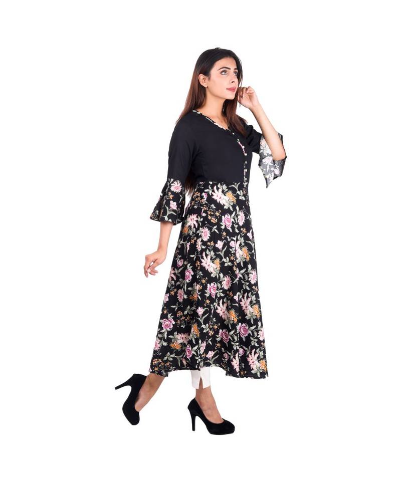 multicolor printed rayon kurti