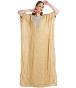 Beige Georgette Embroidered Zari Work Islamic Kaftan
