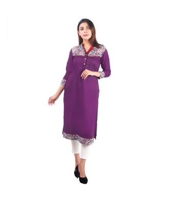 purple printed rayon kurti 1