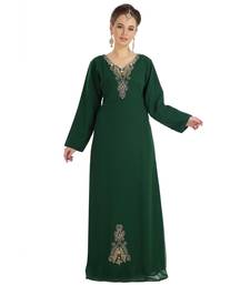 Green Georgette Embroidered Zari Work Islamic Kaftan