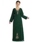 Green Georgette Embroidered Zari Work Islamic Kaftan