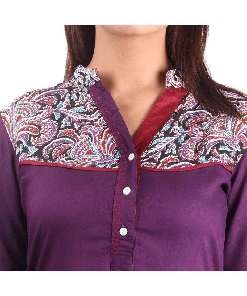 purple printed rayon kurti