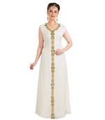 Cream  Georgette Embroidered Zari Work Islamic Kaftan