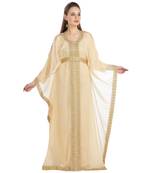 Beige Georgette Embroidered Zari Work Islamic Kaftan