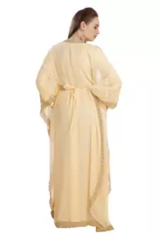 Beige Georgette Embroidered Zari Work Islamic Kaftan