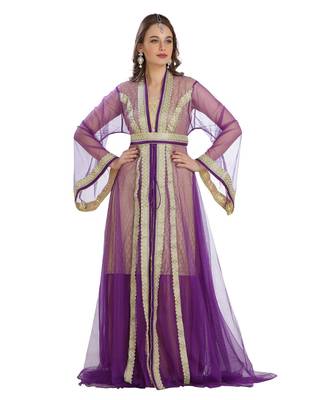 Beige Georgette Embroidered Zari Work Islamic Kaftan 1