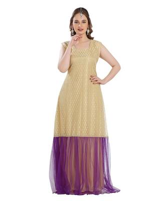 Beige Georgette Embroidered Zari Work Islamic Kaftan 2
