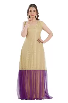 Beige Georgette Embroidered Zari Work Islamic Kaftan