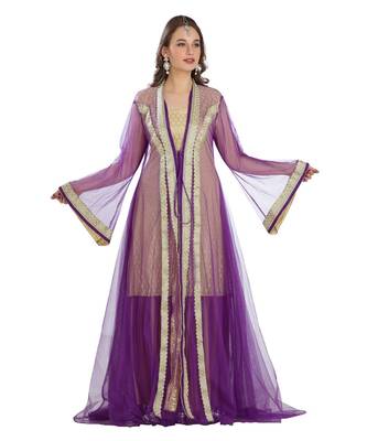 Beige Georgette Embroidered Zari Work Islamic Kaftan 3